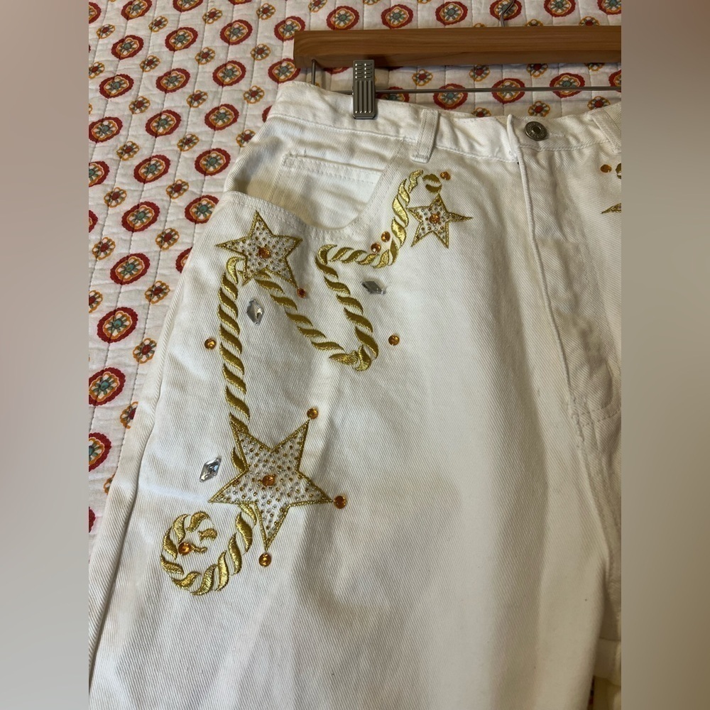 NWT Vintage 80s Country Western Metallic Gold Mom Jeans Size 10 - Picture 5 of 12